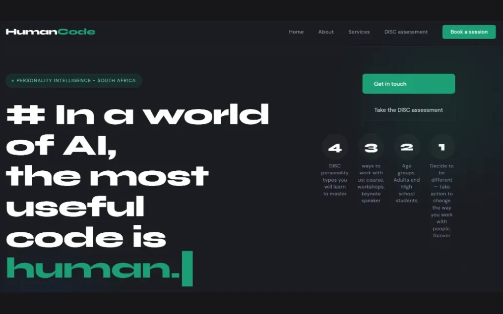 HumanC consultancy website homepage